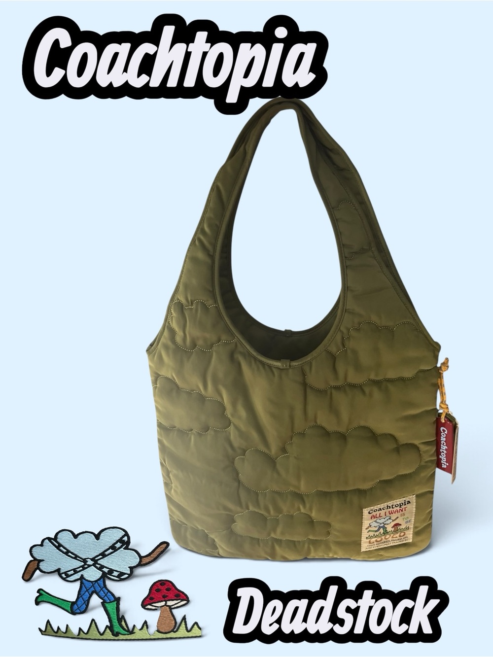 RARE COACH CAOCHTOPIA LOOP TOTE WITH CLOUD QUILTING:NWT Olive Green